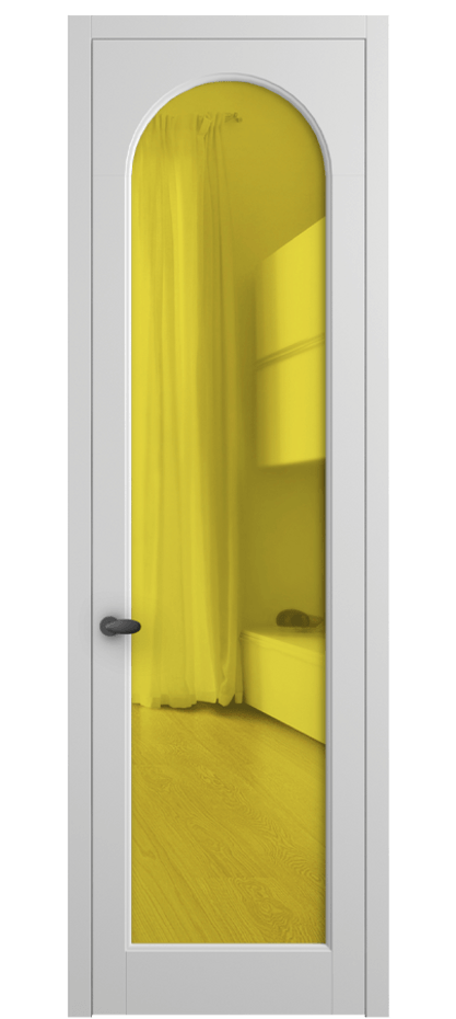 Межкомнатная дверь Палаццо 6804 Матовый белоснежный Прозрачное жёлтое стекло, триплекс Цена 5100 AZE | Volhovec