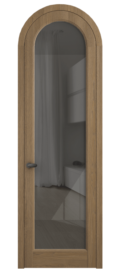 Межкомнатная дверь Палаццо 6814 Дуб мускатный матовый Рефлективное серое стекло "Stopsol", калёное Цена 11200 AZE | Volhovec