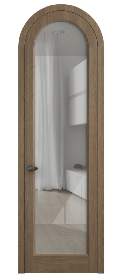 Межкомнатная дверь Палаццо 6814 Дуб джутовый матовый Рефлективное прозрачное стекло "Стопсол", калёное Цена 11200 AZE | Volhovec