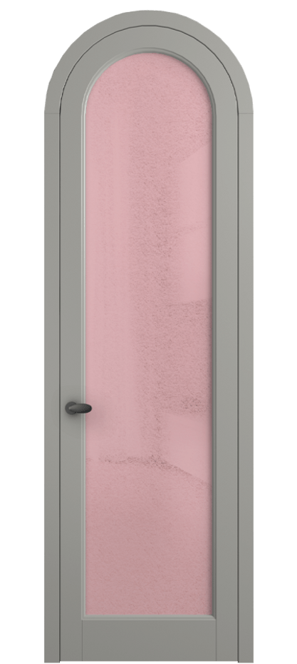 Межкомнатная дверь Палаццо 6814 Матовый нейтральный серый Фактурное розовое стекло "Лёд", триплекс Цена 6800 AZE | Volhovec