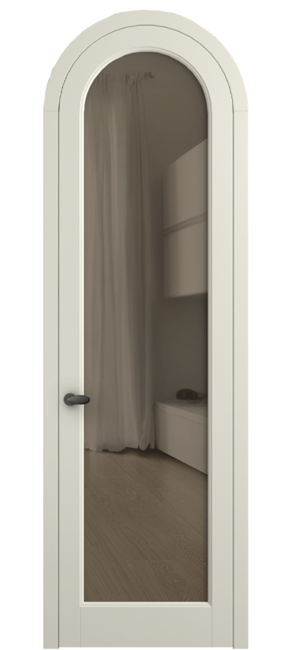 Межкомнатная дверь Палаццо 6814 Матовый молочно-белый Прозрачное бронзовое стекло, триплекс Цена 6500 AZE | Volhovec