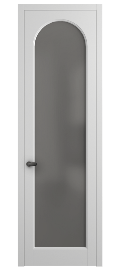 Межкомнатная дверь Палаццо 6804 Матовый белоснежный Сатинированное серое стекло, триплекс Цена 5100 AZE | Volhovec