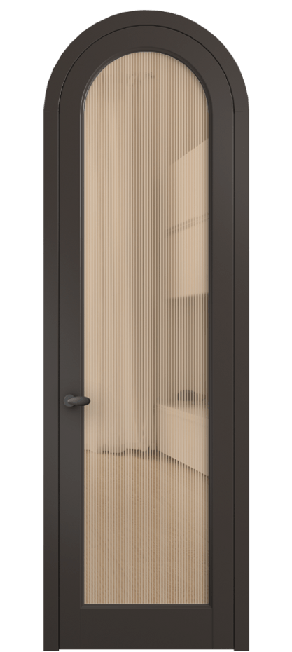 Межкомнатная дверь Палаццо 6814 Матовый антрацит Рифлёное оранжевое стекло "Дюна", триплекс Цена 131159 ₽ | Volhovec