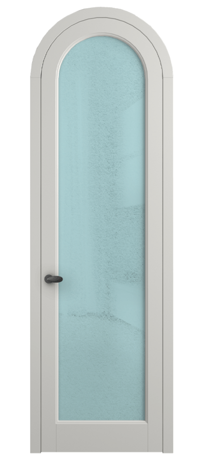 Межкомнатная дверь Палаццо 6814 Матовый серый Фактурное голубое стекло "Лёд", триплекс Цена 6800 AZE | Volhovec