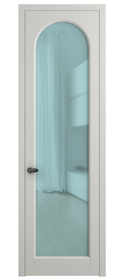 Межкомнатная дверь Палаццо 6804 Матовый серый Рифлёное голубое стекло "Moru", триплекс Цена 5500 AZE | Volhovec