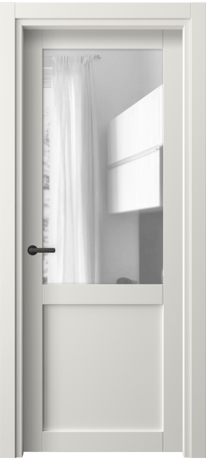 Межкомнатная дверь Нео 2122 ПЭТ белоснежный Прозрачное стекло, триплекс Цена 1590 AZE | Volhovec