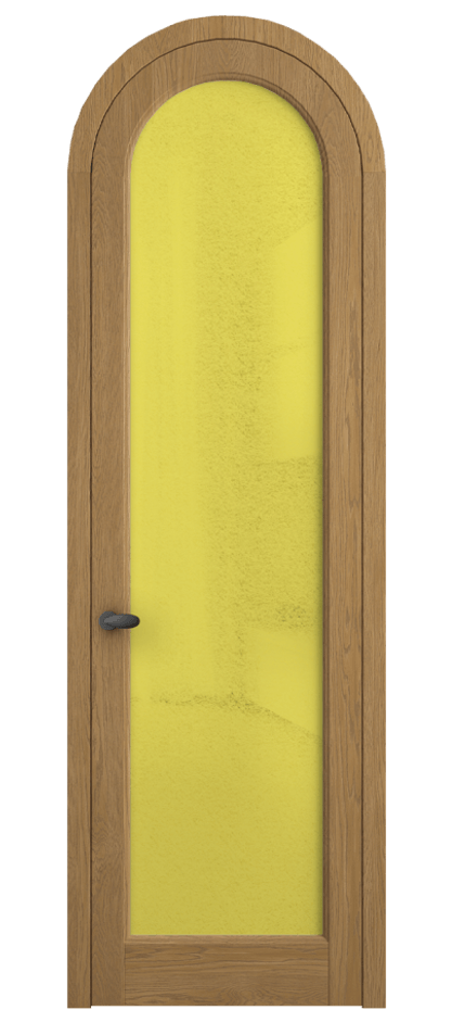 Межкомнатная дверь Палаццо 6814 Дуб солнечный матовый Фактурное жёлтое стекло "Лёд", триплекс Цена 11300 AZE | Volhovec