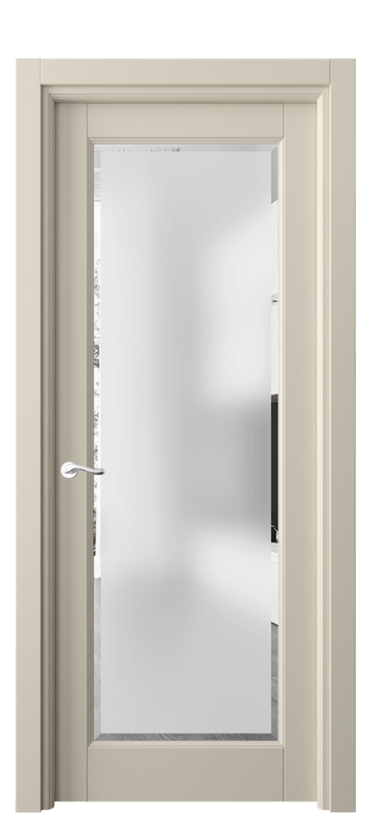 Межкомнатная дверь Лигнум 0700 Матовый бежево-серый Сатинированное стекло с фацетом Цена 5160 AZE | Volhovec