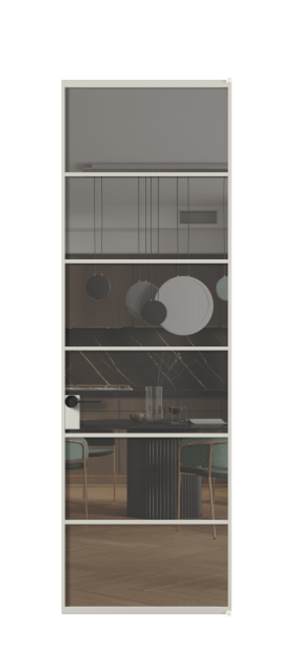 Алюминиевая дверь АЛПЛ040.04 Алюминий тёплый серый Прозрачное серое стекло, триплекс Цена 6700  | Volhovec