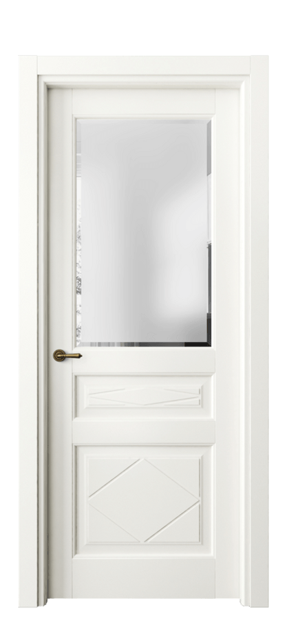 Межкомнатная дверь Тоскана Ромбо 6344 Матовый жемчужный Сатинированное стекло с фацетом Цена 5260 AZE | Volhovec