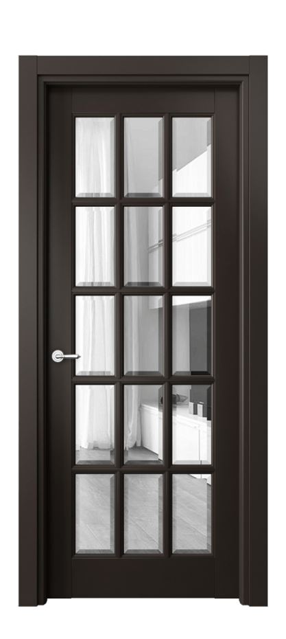 Межкомнатная дверь Тоскана Грильято 6311 Матовый антрацит Прозрачное стекло с фацетом Цена 6090 AZE | Volhovec