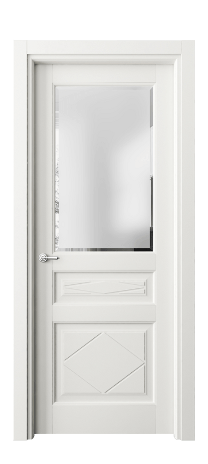 Межкомнатная дверь Тоскана Ромбо 6344 Матовый серый Сатинированное стекло с фацетом Цена 5260 AZE | Volhovec