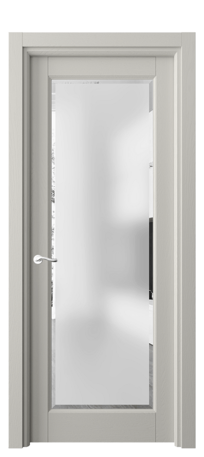 Межкомнатная дверь Лигнум 0700 Дуб тёплый серый Сатинированное стекло с фацетом Цена 6850 AZE | Volhovec