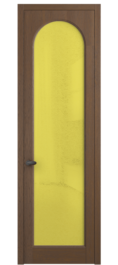Межкомнатная дверь Палаццо 6804 Дуб каштановый матовый Фактурное жёлтое стекло "Лёд", триплекс Цена 8300 AZE | Volhovec