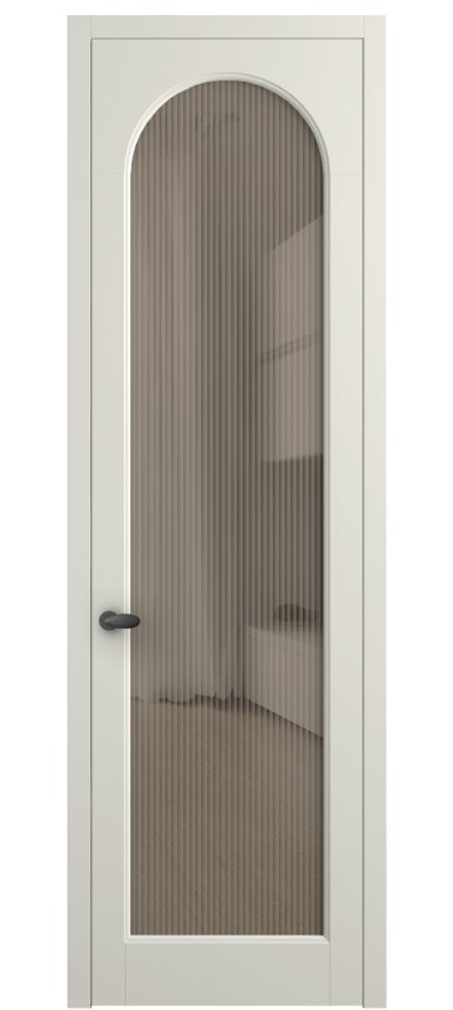 Межкомнатная дверь Палаццо 6804 Матовый жемчужный Рифлёное бронзовое стекло "Moru", триплекс Цена 5500 AZE | Volhovec