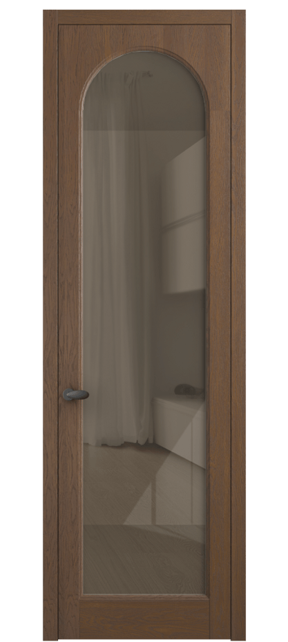 Межкомнатная дверь Палаццо 6804 Дуб каштановый матовый Рефлективное бронзовое стекло "Стопсол", калёное Цена 8100 AZE | Volhovec