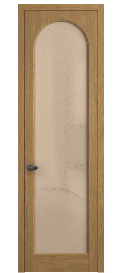 Межкомнатная дверь Палаццо 6804 Дуб солнечный матовый Фактурное оранжевое стекло "Лёд", триплекс Цена 8300 AZE | Volhovec