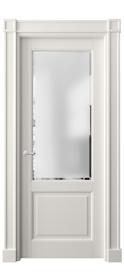 Дверь межкомнатная Тоскана Плано 6302 Матовый пудровый белый Сатинированное стекло с фацетом Гладкие пилястры с квадратными розетками МПБЛ Цена 6880 AZE Наличники уже входят в базовый комплект. Фабрика дверей Волховец 8 (800) 551 43 19 Межкомнатная дверь Тоскана Плано 6302 Матовый пудровый белый Сатинированное стекло с фацетом Цена 6880 AZE | Volhovec