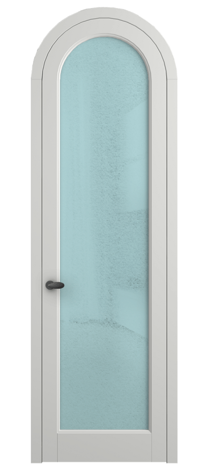 Межкомнатная дверь Палаццо 6814 Матовый светло-серый Фактурное голубое стекло "Лёд", триплекс Цена 6800 AZE | Volhovec
