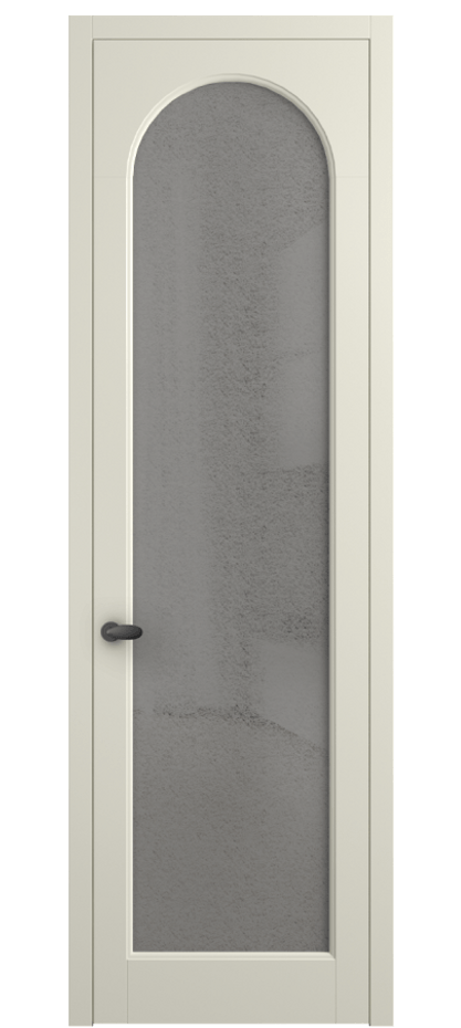 Межкомнатная дверь Палаццо 6804 Матовый молочно-белый Фактурное серое стекло "Лёд", триплекс Цена 5400 AZE | Volhovec