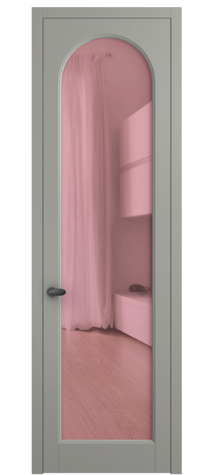 Межкомнатная дверь Палаццо 6804 Матовый нейтральный серый Прозрачное розовое стекло, триплекс Цена 5100 AZE | Volhovec