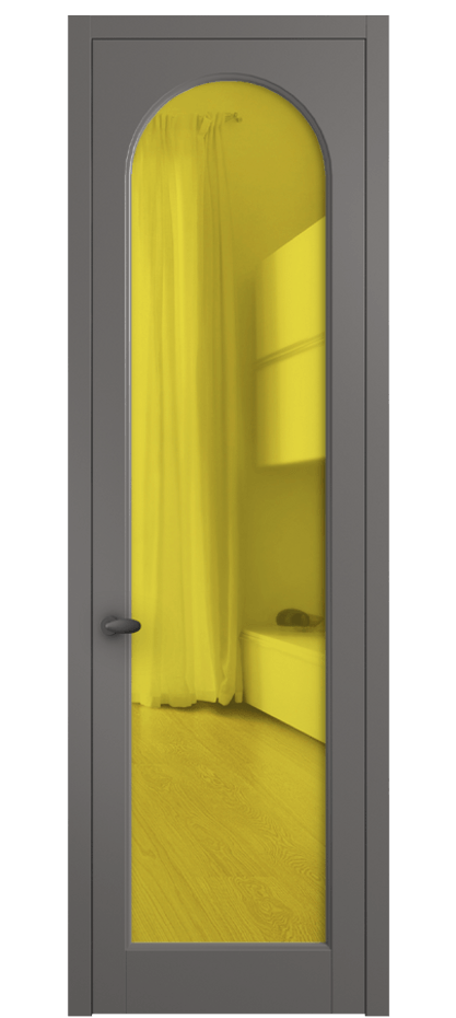 Межкомнатная дверь Палаццо 6804 Матовый классический серый Прозрачное жёлтое стекло, триплекс Цена 5100 AZE | Volhovec