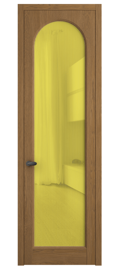 Межкомнатная дверь Палаццо 6804 Дуб пряный матовый Рифлёное желтое стекло "Дюна", триплекс Цена 8300 AZE | Volhovec