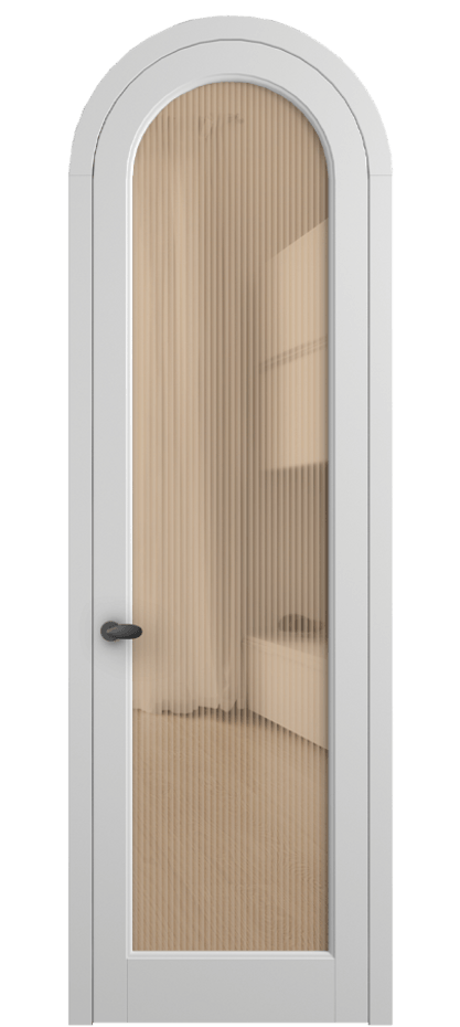 Межкомнатная дверь Палаццо 6814 Матовый белоснежный Рифлёное оранжевое стекло "Мору", триплекс Цена 6900 AZE | Volhovec