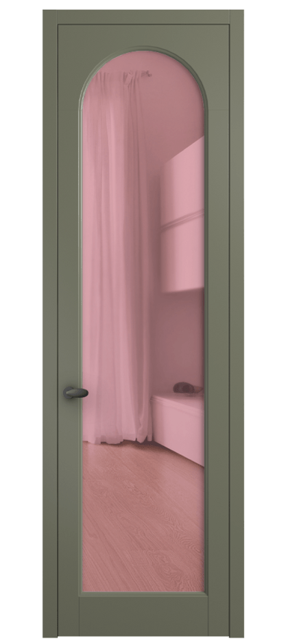 Межкомнатная дверь Палаццо 6804 Матовый оливковый тёмный Прозрачное розовое стекло, триплекс Цена 5100 AZE | Volhovec