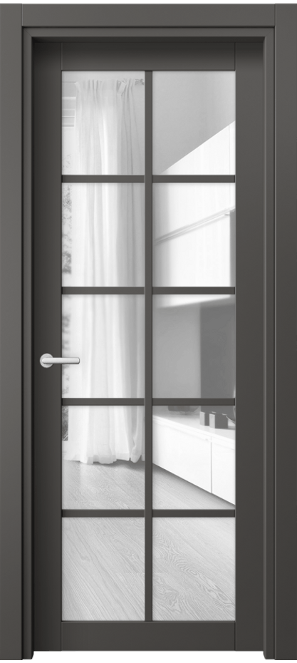 Межкомнатная дверь Neo 2106 ПЭТ графитовый Прозрачное стекло, триплекс Цена 39380 ₽ | Volhovec