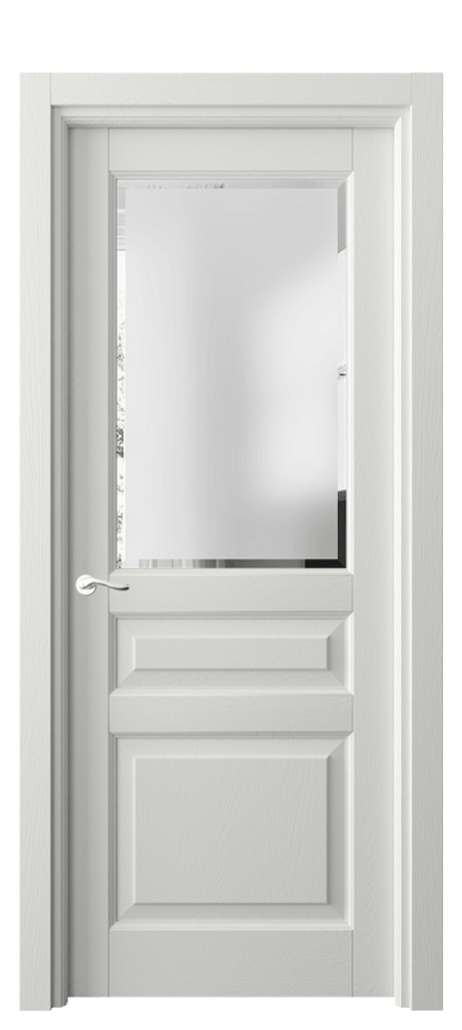 Межкомнатная дверь Лигнум 0710 Дуб светло-серый Сатинированное стекло с фацетом Цена 7190 AZE | Volhovec