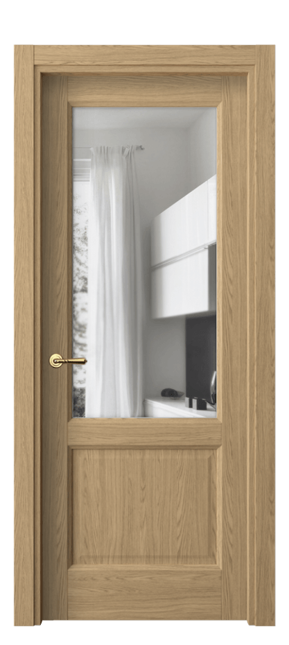 Межкомнатная дверь Galant 1422 Жемчужный дуб Прозрачное стекло Цена 29119 ₽ | Volhovec