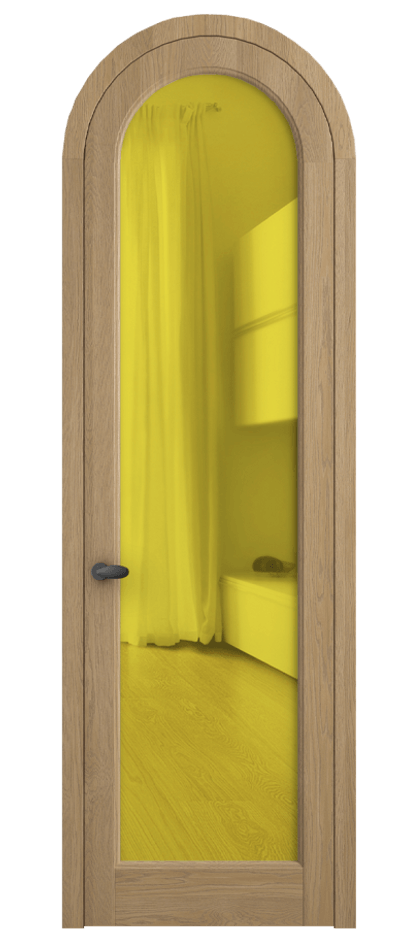 Межкомнатная дверь Палаццо 6814 Дуб соломенный матовый Прозрачное жёлтое стекло, триплекс Цена 10800 AZE | Volhovec