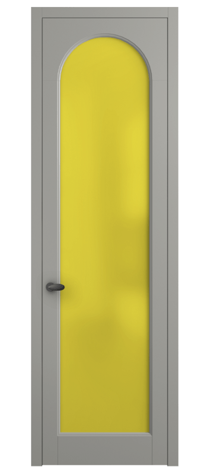 Межкомнатная дверь Палаццо 6804 Матовый нейтральный серый Сатинированное жёлтое стекло, триплекс Цена 5100 AZE | Volhovec