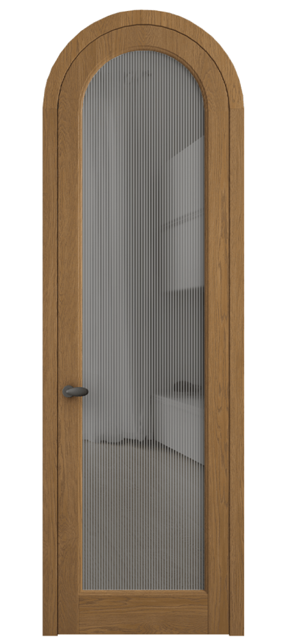 Межкомнатная дверь Палаццо 6814 Дуб пряный матовый Рифлёное серое стекло "Дюна", триплекс Цена 11300 AZE | Volhovec