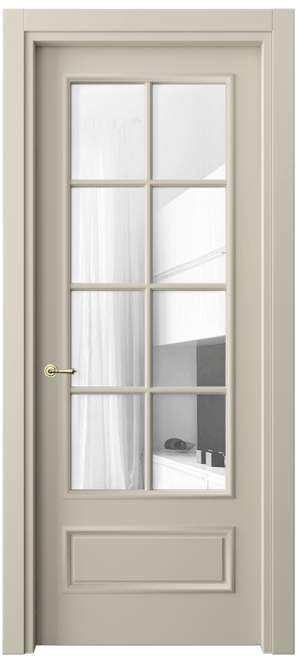 Межкомнатная дверь Париж 8112 Матовый бежево-серый Прозрачное стекло Цена 3220 AZE| Volhovec