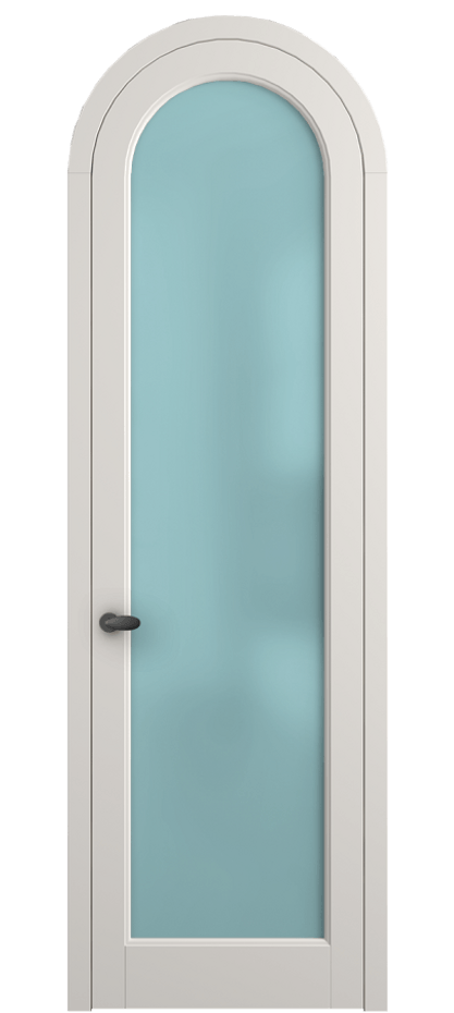 Межкомнатная дверь Палаццо 6814 Матовый пудровый белый Сатинированное голубое стекло, триплекс Цена 6700 AZE | Volhovec