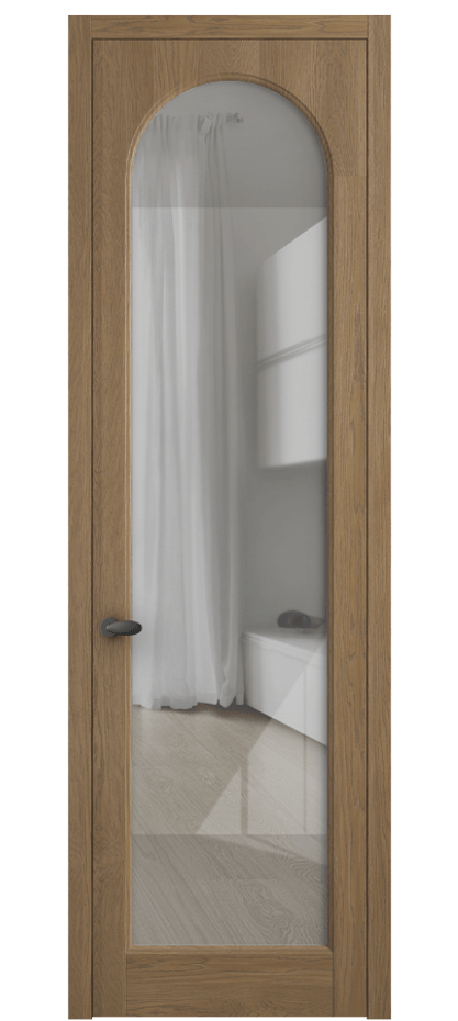 Межкомнатная дверь Палаццо 6804 Дуб мускатный матовый Рефлективное прозрачное стекло "Стопсол", калёное Цена 8100 AZE | Volhovec