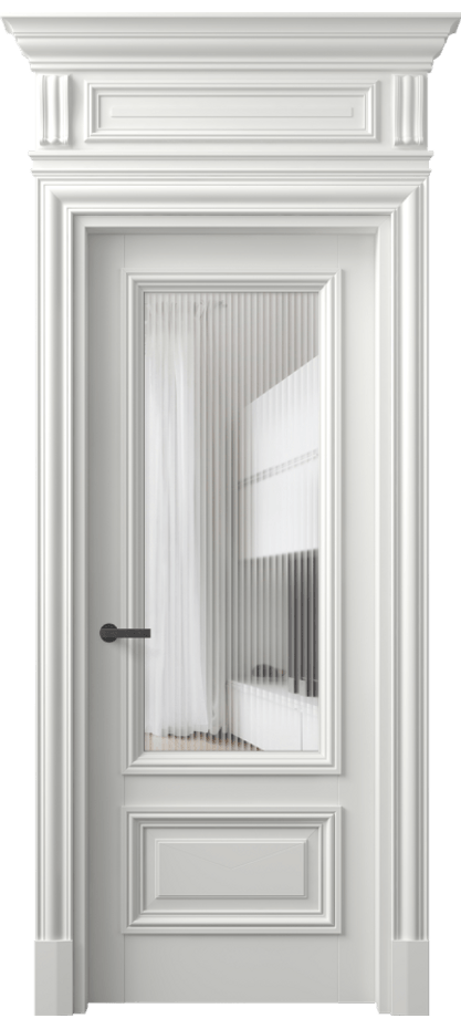 Межкомнатная дверь Антик 7306 Матовый светло-серый Рифлёное стекло "Мору", триплекс Цена 168309 ₽ | Volhovec