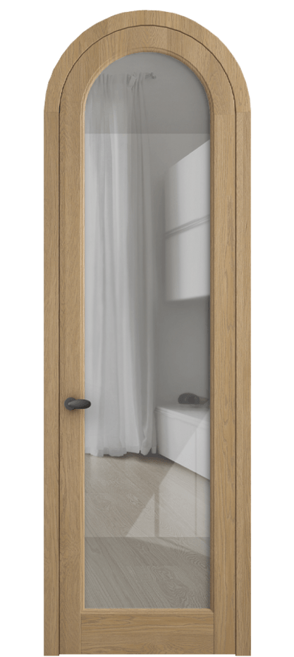 Межкомнатная дверь Палаццо 6814 Дуб соломенный матовый Рефлективное прозрачное стекло "Стопсол", калёное Цена 11200 AZE | Volhovec