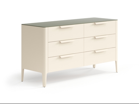 Мебель Комод Piega 6 ящиков. Цвет Матовый светло-бежевый. Материал Гладкая эмаль. Коллекция Комод Piega 6 ящиков. Картинка.