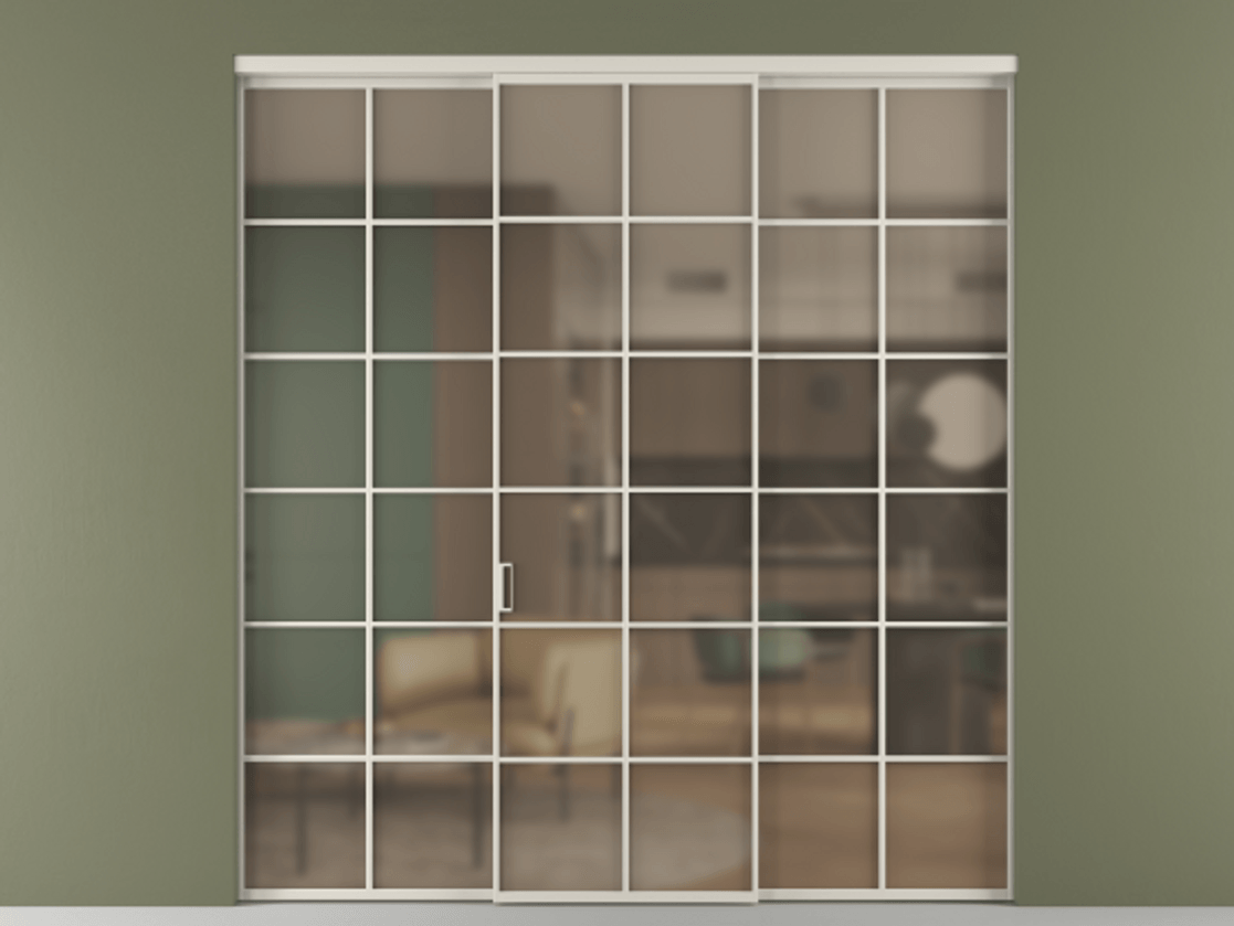 Перегородка Формато внутри проёма 3 створки АЛПР 040.05 Алюминий облачно-серый Сатинированное бронзовое стекло, триплекс. Цена 13280 AZE 1. Полотно 3 шт. (800/2100 мм)
2. Комплект установки раздвижной системы
3. Базовый комплект фурнитуры
4.Ручка Рондо. Фабрика дверей Волховец 8 (800) 551 43 19 Перегородка Формато внутри проёма 3 створки АЛПР 040.05 Алюминий облачно-серый Сатинированное бронзовое стекло, триплекс Цена 13280 AZE | Volhovec