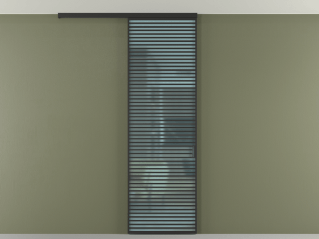 Перегородка Formato вдоль стены на потолок 1 створка АЛПР 040.07 Алюминий Черный Сатинированное голубое стекло, триплекс Цена 9300 AZE | Volhovec