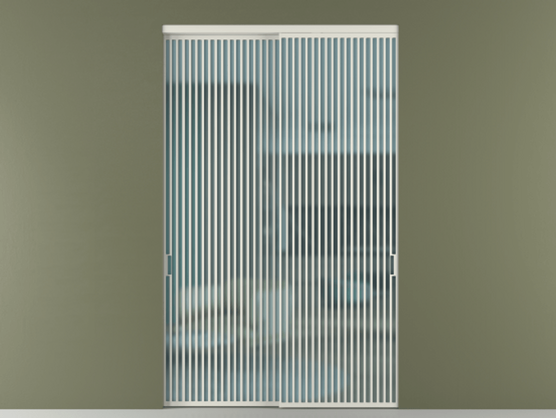 Перегородка Formato внутри проёма 2 створки АЛПР 040.06 Алюминий Белый Сатинированное голубое стекло, триплекс Цена 28400 AZE  | Volhovec