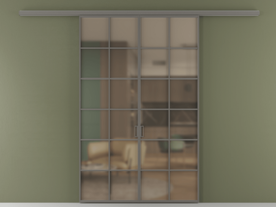 Перегородка Formato вдоль стены 2 створки АЛПР 040.05 Алюминий классический серый Сатинированное бронзовое стекло, триплекс Цена 12960 AZE | Volhovec