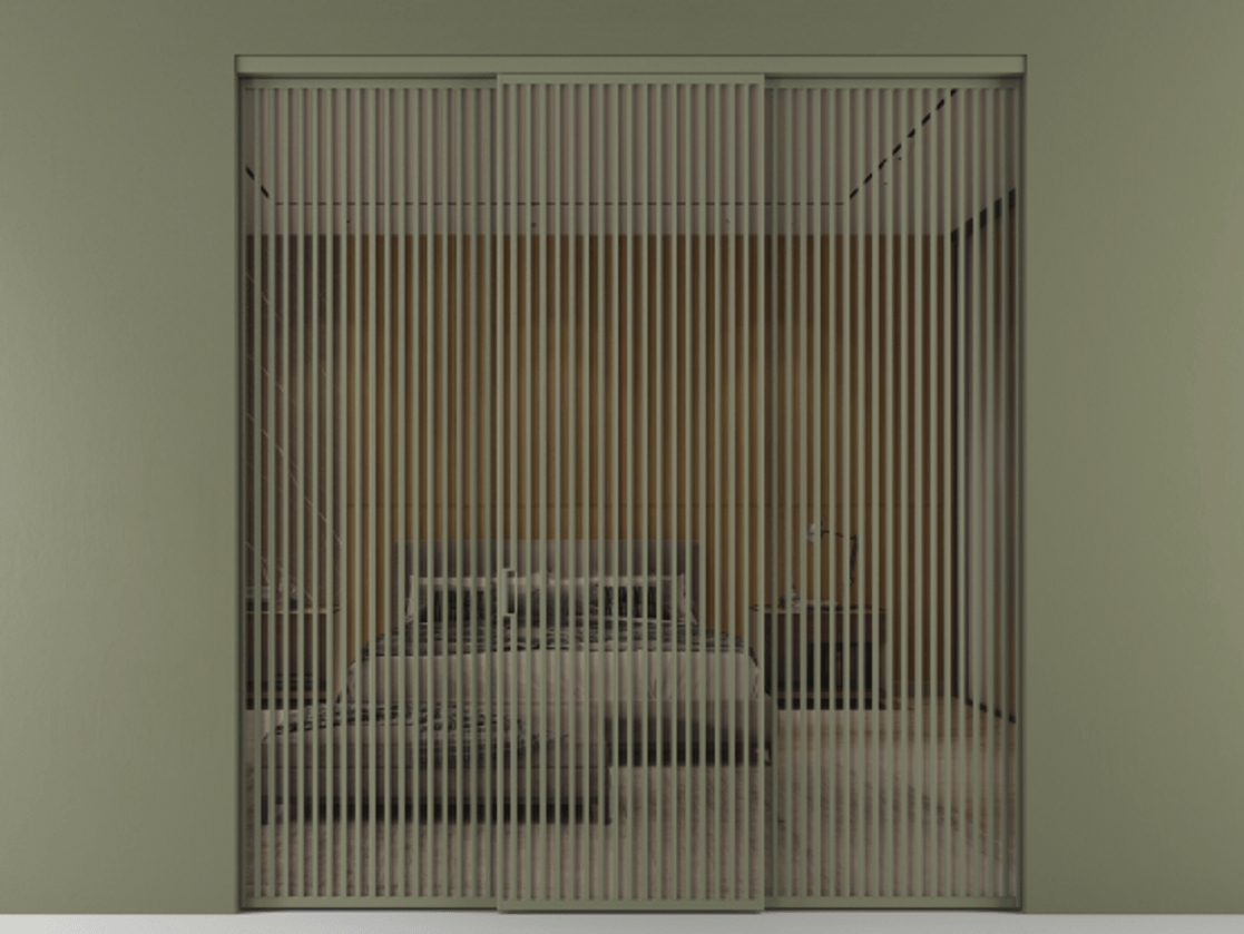 Перегородка Формато внутри проёма 3 створки АЛПР 040.06 Алюминий оливковый тёмный Рефлективное бронзовое стекло "Стопсол", калёное Цена 31880 AZE | Volhovec