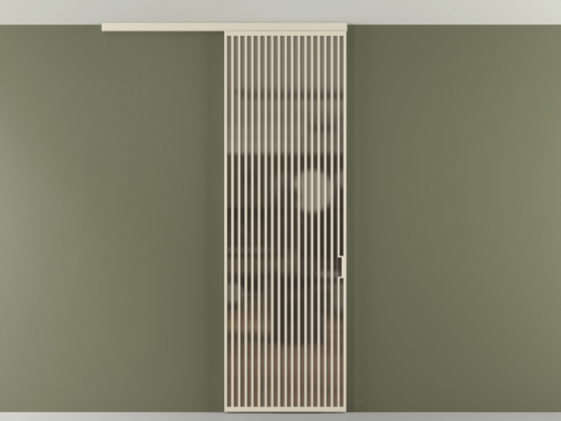 Перегородка Формато вдоль стены на потолок 1 створка АЛПР 040.06 Алюминий бежево-серый Сатинированное бронзовое стекло, триплекс Цена 9260 AZE | Volhovec