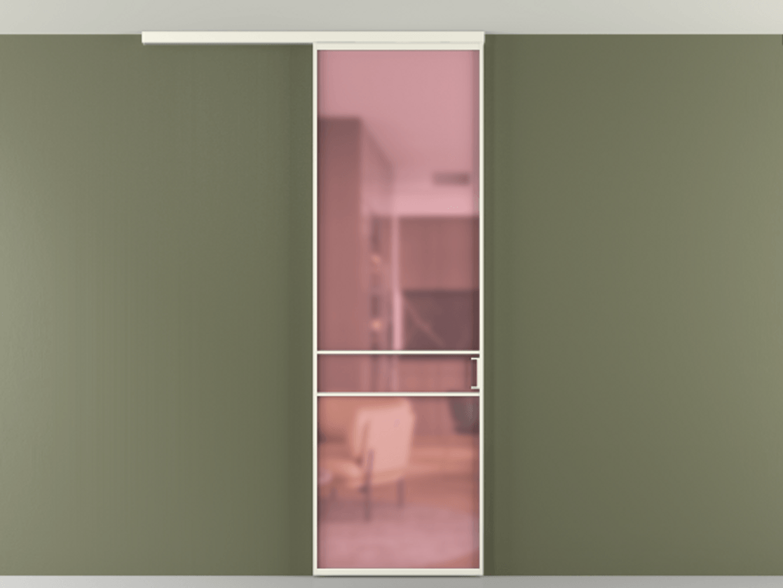 Перегородка Формато вдоль стены на потолок 1 створка АЛПР 040.02 Алюминий жемчужный Сатинированное розовое стекло, триплекс Цена 5000 AZE | Volhovec