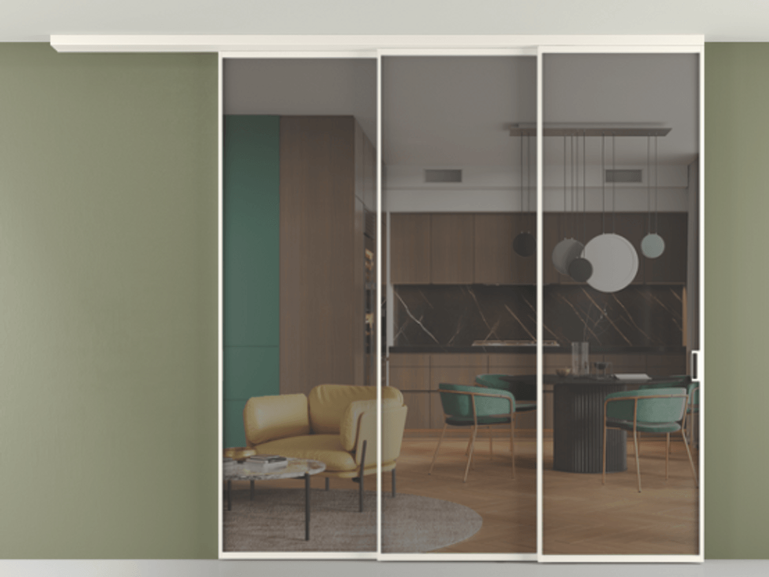 Перегородка Формато вдоль стены на потолок 3 створки с синхронным механизмом АЛПР 040.01 Алюминий пудровый белый Прозрачное серое стекло, триплекс. Цена 19920 AZE 1. Полотно 2 шт. (800/2100 мм)
2. Комплект установки раздвижной системы
3. Базовый комплект фурнитуры
4.Ручка Рондо. Фабрика дверей Волховец 8 (800) 551 43 19 Перегородка Формато вдоль стены на потолок 3 створки с синхронным механизмом АЛПР 040.01 Алюминий пудровый белый Прозрачное серое стекло, триплекс Цена 19920 AZE | Volhovec