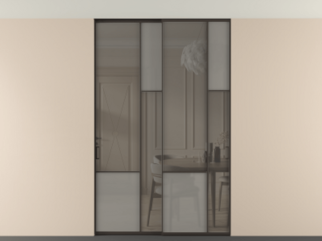 Перегородка Мозаик внутри проёма скрытое крепление в потолок 2 створки АЛПР 041.12 Алюминий антрацит Сатинированное серое стекло, триплекс, 6 мм + Прозрачное серое стекло, триплекс. Цена 16920 AZE . Фабрика дверей Волховец 8 (800) 551 43 19 Перегородка Мозаик внутри проёма скрытое крепление в потолок 2 створки АЛПР 041.12 Алюминий антрацит Сатинированное серое стекло, триплекс, 6 мм + Прозрачное серое стекло, триплекс Цена 16920 AZE | Volhovec